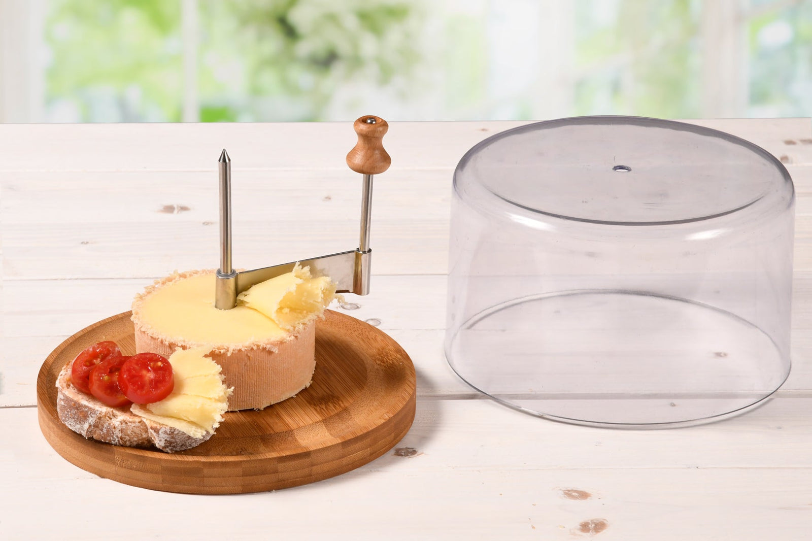 Käsehobel mit Haube Bambusholz - ø 21 cm