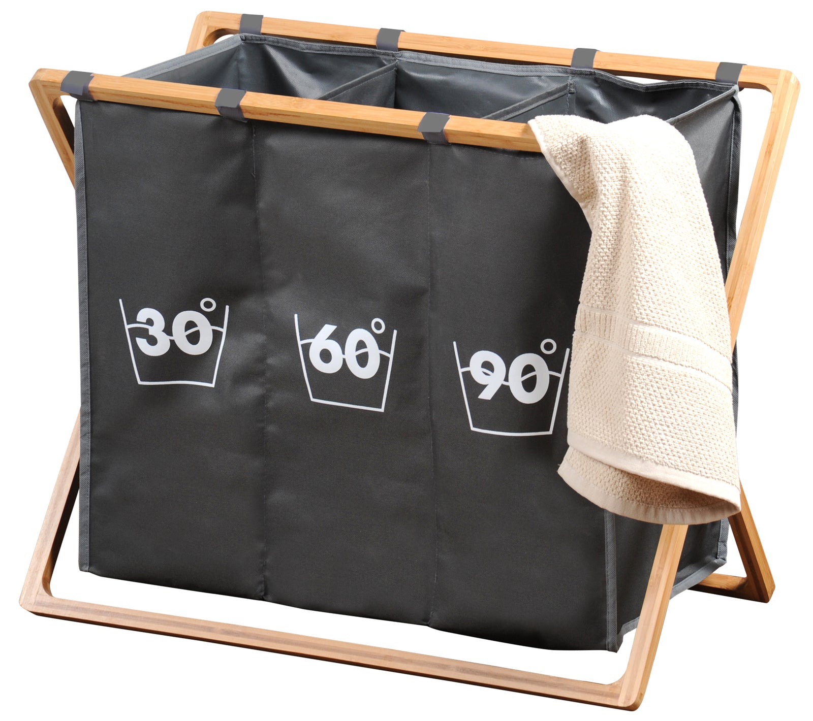 Wäschesammler - Trio - Bambus - FSC - grau