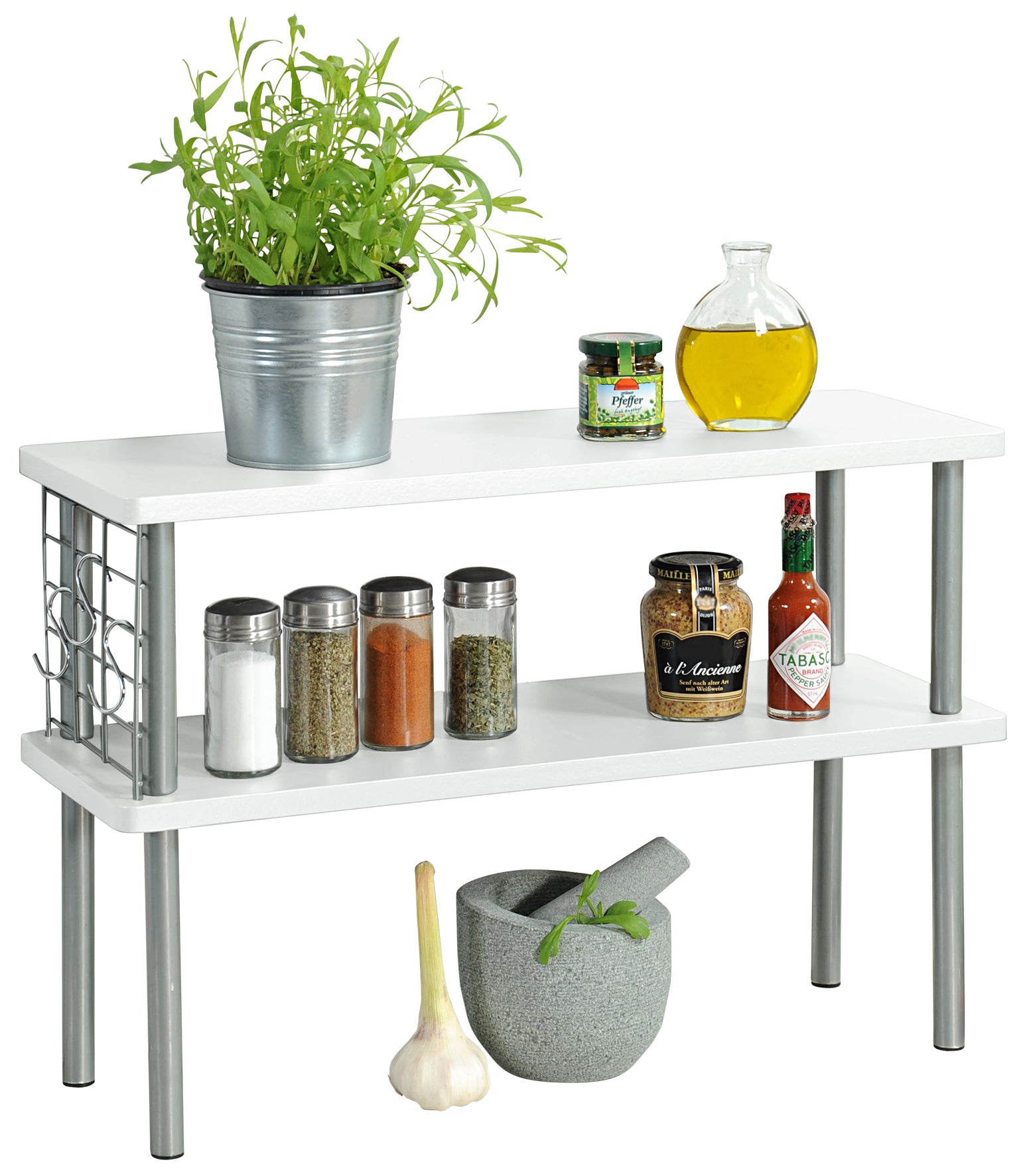 Küchenregal mit 2 Ebenen - weiss