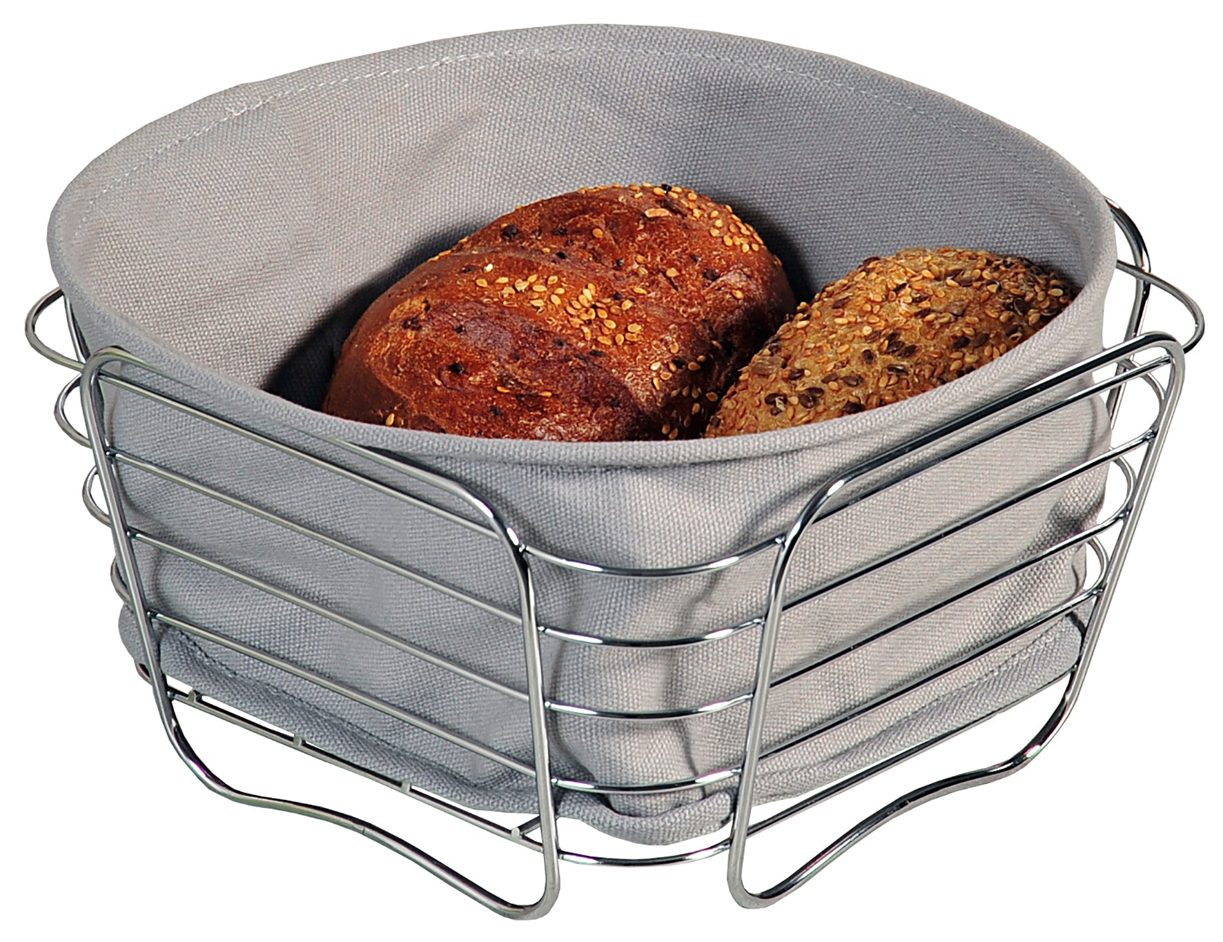 Brot- & Obstkorb - Metall - Textil: grau