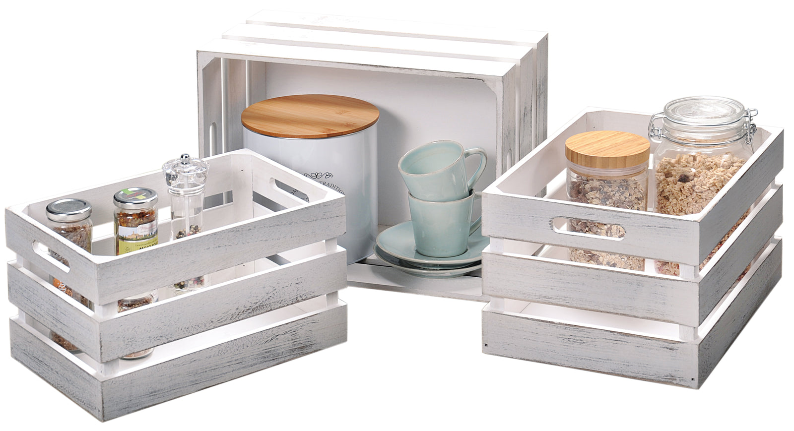 Aufbewahrungsbox - Antik weiss - Set